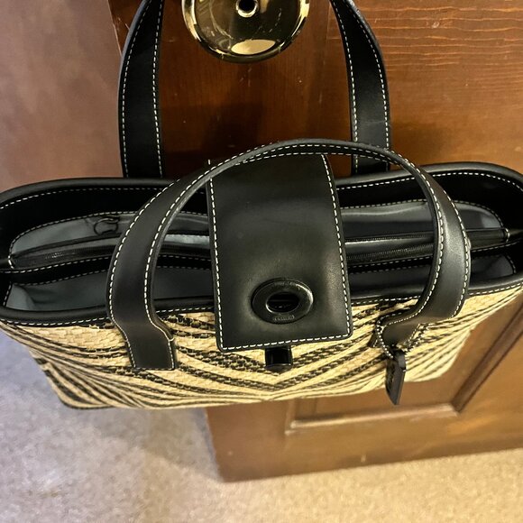 Coach Straw Zebra Striped Tote - Picture 7 of 14